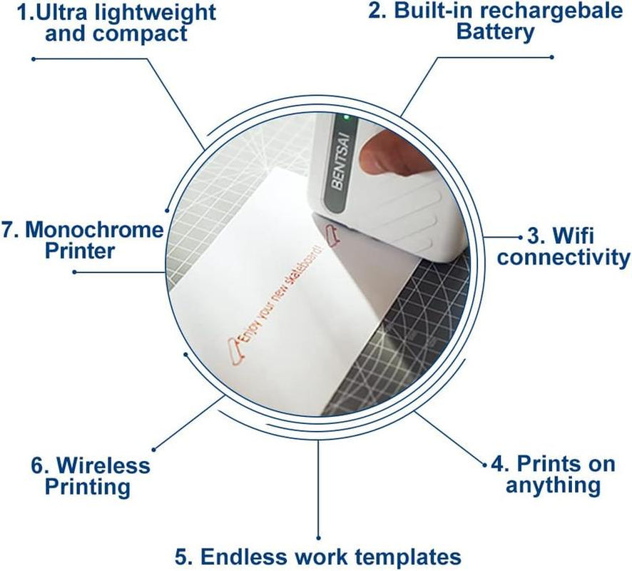 B10 Mini Handheld Printer Mobile Printer Wireless Wifi Printer with Ios/Android APP for DIY Printing T-Shirt Printing QR Code Barcode Production Date Logo Batch Series Number