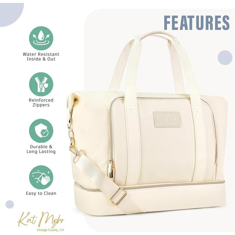 Kat Myhr Womens Weekender Travel - Classic White Travel Duffle Women'S Water-Resistant