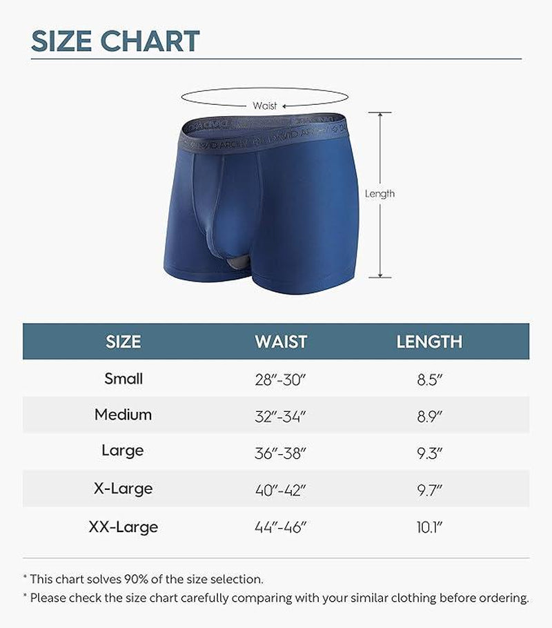 DAVID ARCHY Men'S Dual Pouch Underwear Micro Modal Trunks Separate Pouches with Fly 4 Pack, Gift Sets for Boyfriend，Ice Silk Cooling Sensation，Sense of Comfort，Odor Control，Obese Individua，High Elasticity