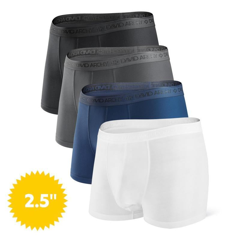 DAVID ARCHY Men'S Dual Pouch Underwear Micro Modal Trunks Separate Pouches with Fly 4 Pack, Gift Sets for Boyfriend，Ice Silk Cooling Sensation，Sense of Comfort，Odor Control，Obese Individua，High Elasticity